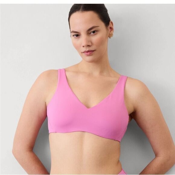 Athleta Pink V-Neck Sports Bra- Swim Top size 36 B/C - Picture 1 of 7